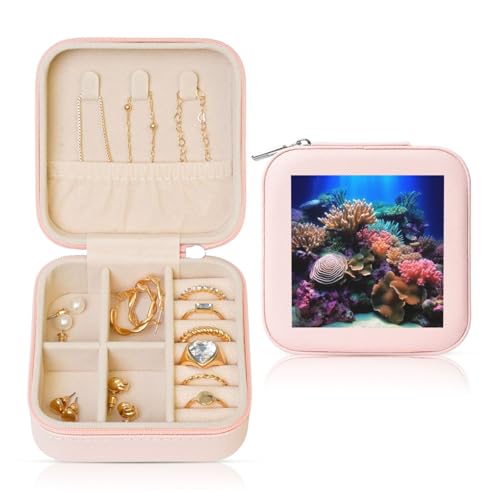LPSRTWE Schmuckschatullen für Damen und Mädchen, quadratisch, Schmuck-Organizer, Unterwasserwelt, Korallenleder, Schmuck-Aufbewahrungsbox, tragbar, Reise-Schmuckkoffer mit Reißverschluss für Halskette LPSRTWE Schmuckschatullen für Damen und Mädchen, quadratisch, Schmuck-Organizer, Unterwasserwelt, Korallenleder, Schmuck-Aufbewahrungsbox, tragbar, Reise-Schmuckkoffer mit Reißverschluss für Halskette von LPSRTWE