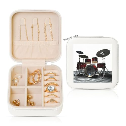 LPSRTWE Schmuckschatullen für Damen und Mädchen, quadratisch, Schmuck-Organizer, cooles Schlagzeug-Set, Leder-Schmuck-Aufbewahrungsbox, tragbar, Reise-Schmuckkoffer mit Reißverschluss für Halskette LPSRTWE Schmuckschatullen für Damen und Mädchen, quadratisch, Schmuck-Organizer, cooles Schlagzeug-Set, Leder-Schmuck-Aufbewahrungsbox, tragbar, Reise-Schmuckkoffer mit Reißverschluss für Halskette von LPSRTWE