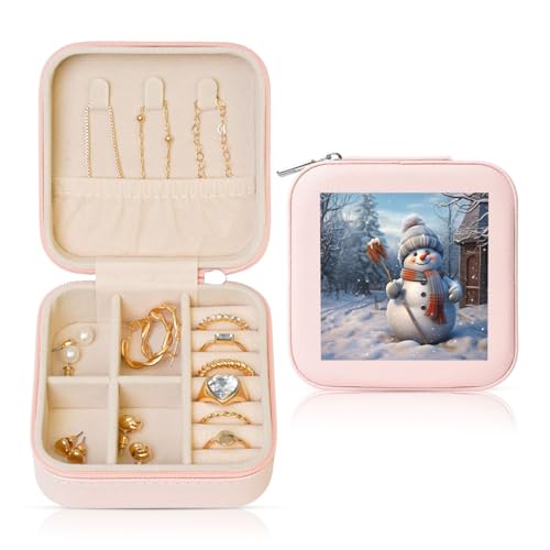 LPSRTWE Schmuckschatullen für Damen und Mädchen, quadratisch, Schmuck-Organizer, fleißiger Schneemann, Leder-Schmuck-Aufbewahrungsbox, tragbar, Reise-Schmuckkoffer mit Reißverschluss für Halskette LPSRTWE Schmuckschatullen für Damen und Mädchen, quadratisch, Schmuck-Organizer, fleißiger Schneemann, Leder-Schmuck-Aufbewahrungsbox, tragbar, Reise-Schmuckkoffer mit Reißverschluss für Halskette von LPSRTWE