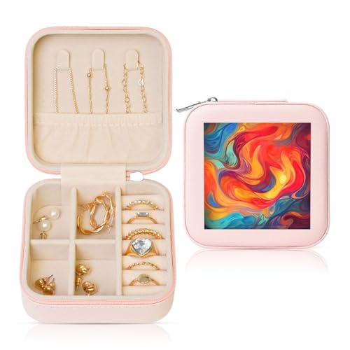 LPSRTWE Schmuckschatullen für Damen und Mädchen, quadratisch, Schmuck-Organizer, künstlerischer Effekt, bunte Leder-Schmuck-Aufbewahrungsbox, tragbar, Reise-Schmuckkoffer mit Reißverschluss für LPSRTWE Schmuckschatullen für Damen und Mädchen, quadratisch, Schmuck-Organizer, künstlerischer Effekt, bunte Leder-Schmuck-Aufbewahrungsbox, tragbar, Reise-Schmuckkoffer mit Reißverschluss für von LPSRTWE