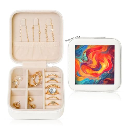 LPSRTWE Schmuckschatullen für Damen und Mädchen, quadratisch, Schmuck-Organizer, künstlerischer Effekt, bunte Leder-Schmuck-Aufbewahrungsbox, tragbar, Reise-Schmuckkoffer mit Reißverschluss für LPSRTWE Schmuckschatullen für Damen und Mädchen, quadratisch, Schmuck-Organizer, künstlerischer Effekt, bunte Leder-Schmuck-Aufbewahrungsbox, tragbar, Reise-Schmuckkoffer mit Reißverschluss für von LPSRTWE