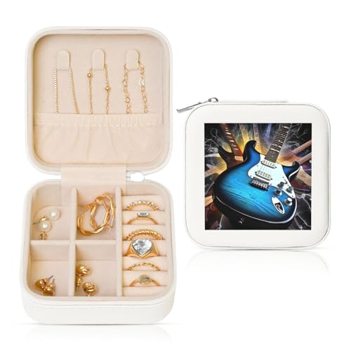 LPSRTWE Schmuckschatullen für Damen und Mädchen, quadratisch, Schmuck-Organizer, magische E-Gitarre, Musik, Leder, Schmuck-Aufbewahrungsbox, tragbar, Reise-Schmuckkoffer mit Reißverschluss für LPSRTWE Schmuckschatullen für Damen und Mädchen, quadratisch, Schmuck-Organizer, magische E-Gitarre, Musik, Leder, Schmuck-Aufbewahrungsbox, tragbar, Reise-Schmuckkoffer mit Reißverschluss für von LPSRTWE