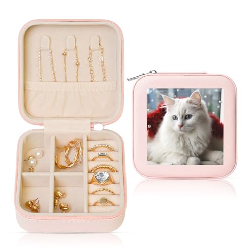 LPSRTWE Schmuckschatullen für Damen und Mädchen, quadratisch, Schmuck-Organizer, niedliche weiße Katze, Leder, Schmuck-Aufbewahrungsbox, tragbar, Reise-Schmuckkoffer mit Reißverschluss für Halskette LPSRTWE Schmuckschatullen für Damen und Mädchen, quadratisch, Schmuck-Organizer, niedliche weiße Katze, Leder, Schmuck-Aufbewahrungsbox, tragbar, Reise-Schmuckkoffer mit Reißverschluss für Halskette von LPSRTWE