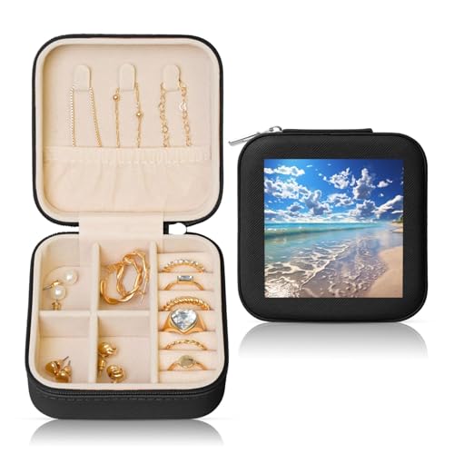 LPSRTWE Schmuckschatullen für Damen und Mädchen, quadratisch, Schmuck-Organizer, schöne Wolke, Strand, Leder-Schmuck-Aufbewahrungsbox, tragbar, Reise-Schmuckkoffer mit Reißverschluss für Halskette LPSRTWE Schmuckschatullen für Damen und Mädchen, quadratisch, Schmuck-Organizer, schöne Wolke, Strand, Leder-Schmuck-Aufbewahrungsbox, tragbar, Reise-Schmuckkoffer mit Reißverschluss für Halskette von LPSRTWE