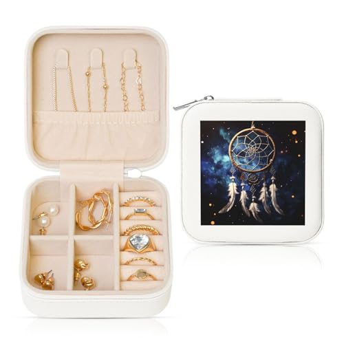 LPSRTWE Schmuckschatullen für Damen und Mädchen, quadratisch, Schmuck-Organizer, weiß, Fantasie-Traumfänger, Leder-Schmuck-Aufbewahrungsbox, tragbar, Reise-Schmuckkoffer mit Reißverschluss für LPSRTWE Schmuckschatullen für Damen und Mädchen, quadratisch, Schmuck-Organizer, weiß, Fantasie-Traumfänger, Leder-Schmuck-Aufbewahrungsbox, tragbar, Reise-Schmuckkoffer mit Reißverschluss für von LPSRTWE