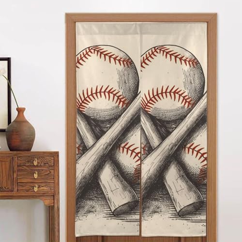 LPSRTWE Türvorhänge für Türen, Verdunkelungsvorhang, wärmeisoliert, Privatsphäre, Türabdeckung, handgezeichnete Baseballschläger und Ball-Fenstervorhang, Schatten für Schlafzimmer, Wohnzimmer, 1 Panel LPSRTWE Türvorhänge für Türen, Verdunkelungsvorhang, wärmeisoliert, Privatsphäre, Türabdeckung, handgezeichnete Baseballschläger und Ball-Fenstervorhang, Schatten für Schlafzimmer, Wohnzimmer, 1 Panel von LPSRTWE