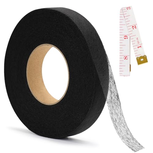 LPZMPZ 64M x 2CM Saumband zum Aufbügeln Waschfest, Bügelband für Vorhänge zum Kürzen, Nahtband zum Aufbügeln, Gardinen Kürzen ohne Nähen, Hemming Tape für Textilien, Hosen, Gardinen (Schwarz) von LPZMPZ