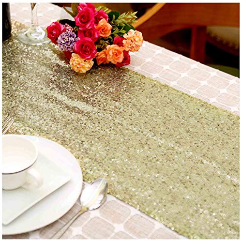 Factory Wholesale Pailletten-Tischläufer, 30 x 180 cm, Hellgold, glitzernder Paillettenstoff, rechteckig, rund, für Hochzeit, Party, DIY, personalisierbar Factory Wholesale Pailletten-Tischläufer, 30 x 180 cm, Hellgold, glitzernder Paillettenstoff, rechteckig, rund, für Hochzeit, Party, DIY, personalisierbar von LQIAO