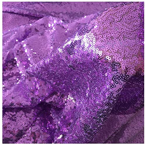 LQIAO The Yard Lavendel-Pailletten-Stoff schimmernder Pailletten-Stoff für Fotografie, Pailletten-Stoff zum Nähen von Kostümen, Hochzeitskleid, Tischdecke, DIY von LQIAO