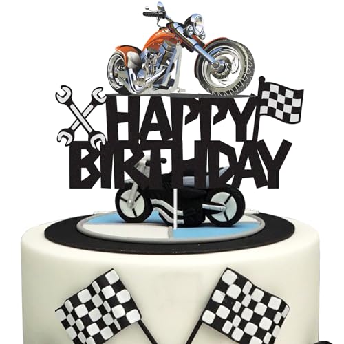 Motorrad-Kuchenaufsatz, Motorrad-Thema, Kinder-Party, Dekoration, Picks für Motorradfahrer, Rennen, Dekorationen, Zubehör für Männer und Frauen Geburtstagsparty von LQINBIBJ