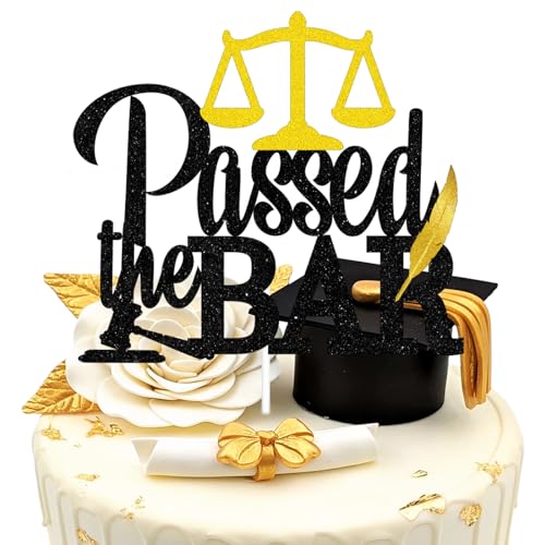 Tortenaufsatz "Passed the Bar" – Klasse 2024 Juristische Schule Abschluss Dekorationen Zubehör – zukünftiger Anwalt Kuchenaufsatz – Kuchendekoration mit geschlossenem Koffer, schwarzer Glitzer Tortenaufsatz "Passed the Bar" – Klasse 2024 Juristische Schule Abschluss Dekorationen Zubehör – zukünftiger Anwalt Kuchenaufsatz – Kuchendekoration mit geschlossenem Koffer, schwarzer Glitzer von LQINBIBJ