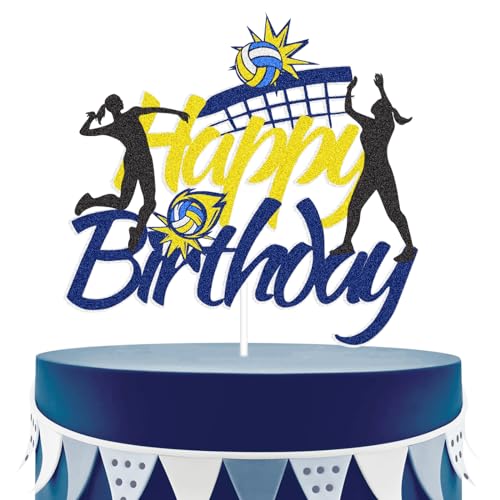Volleyball-Kuchenaufsatz "Happy Birthday" – Mädchen Strand Volleyballspieler Kuchendekoration – Erwachsene weibliche Sportthema Geburtstagsparty Dekorationen Zubehör von LQINBIBJ