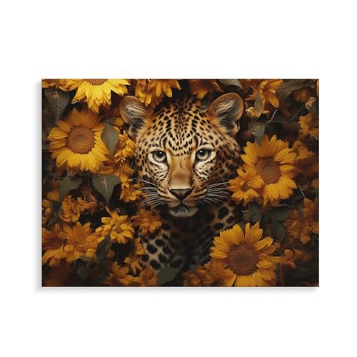 LQPMNK Digital Painting Kit, Leopard und Sonnenblume Druck Erwachsene Malerei Set Malen nach Zahlen Malen Kit für Anfänger Kit DIY Malset von LQPMNK