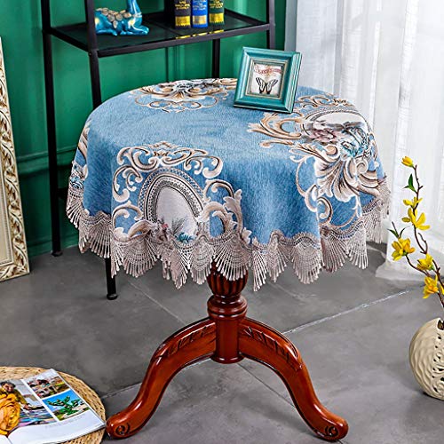 LQQ Tablecloth Tischdecken Dekorative Rote Tischdecke Aus Blumendruck Chenille Runde Bedruckte Tischdecke Für Dinnerpartys Sommer- & Outdoor-Picknicks, 5 Farben (Color : Blue, Size : Diameter 120cm) von LQQ Tablecloth