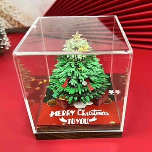 Tear-Away3D-Kunst-Notizblock mit LED-Licht, Papierkunst-Notizblock, P-APER Schnitzerei, Kunst, Schreibtisch, Dekoration, Haus-Skulptur, Geschenk, Panorama-Weihnachtsbaum-Kalender für Geschenke von LQQDREX