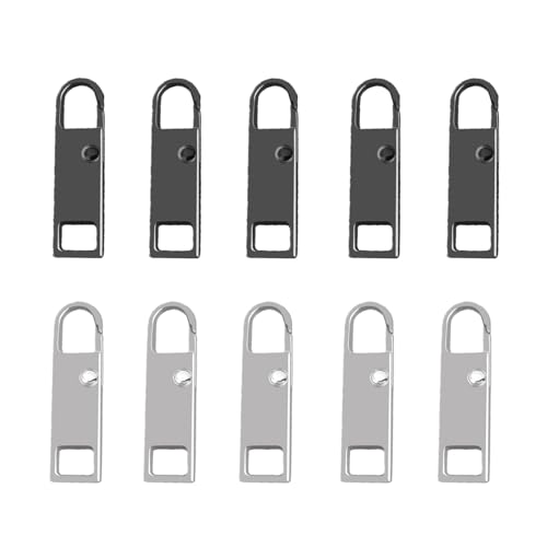 10 Stück Reißverschlüsse Reißverschluss, Metall-Reißverschlüsse, abnehmbare Reißverschlüsse für Reißverschlüsse Kleidung Schuhe Universal-Reißverschlüsse Reißverschluss (Black, Silver) von LQSCJS