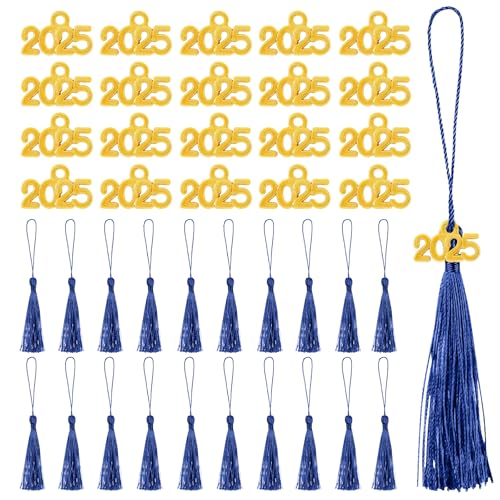 100PCS 2025 Anhänger Quaste,Quaste Graduierung Abschlussfeier Zeremonien 2025 Abschlussfeier Hut Dekoration (Blau) von LQTSLFM