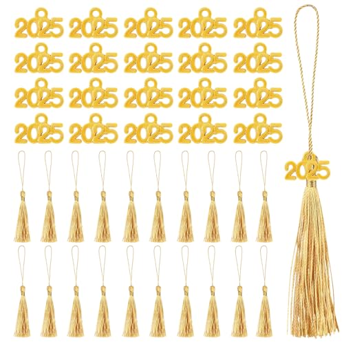 100PCS 2025 Anhänger Quaste,Quaste Graduierung Abschlussfeier Zeremonien 2025 Abschlussfeier Hut Dekoration (Gold) von LQTSLFM