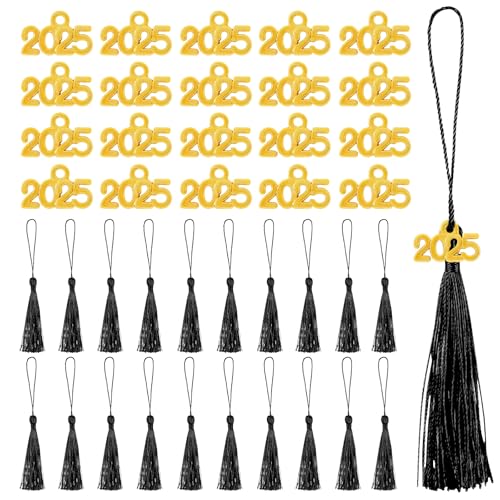 100PCS 2025 Anhänger Quaste,Quaste Graduierung Abschlussfeier Zeremonien 2025 Abschlussfeier Hut Dekoration (Schwarz) von LQTSLFM