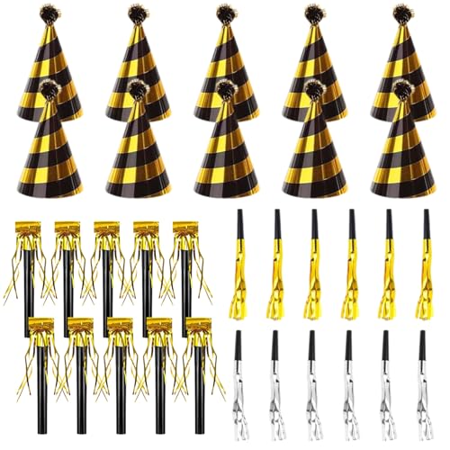 32 Stück Partyhüte Silvester, Silvester Hüte Set mit Tröte, Silvester Partyhüte, Silvester Kopfschmuck, Silvester Accessoires, Silvester Party Zubehör für Kinder Erwachsene Silvester, Neujahrs party 32 Stück Partyhüte Silvester, Silvester Hüte Set mit Tröte, Silvester Partyhüte, Silvester Kopfschmuck, Silvester Accessoires, Silvester Party Zubehör für Kinder Erwachsene Silvester, Neujahrs party von LQTSLFM