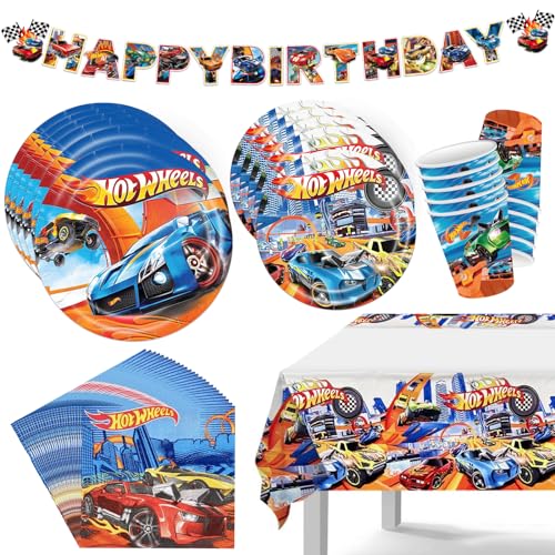 Autos Pappteller Kindergeburtstag, Rennauto Geburtstag Partygeschirr 52 Stück Auto Geburtstagsteller Set - 7'' Teller, 9'' Teller, Pappbecher, Servietten, Tischdecke, Banner Autos Pappteller Kindergeburtstag, Rennauto Geburtstag Partygeschirr 52 Stück Auto Geburtstagsteller Set - 7'' Teller, 9'' Teller, Pappbecher, Servietten, Tischdecke, Banner von LQTSLFM