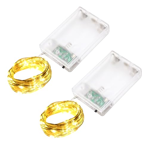 LQWELL 2 Stück LED Lichterkette 5M 50LED, Micro Lichterketten Batteriebetrieben, Mini Wasserdicht Kupferdrahtlampe, Warmweiß, 2 Modi für Xmas Weihnachten Hochzeit Festival Parteien Wohndeko LQWELL 2 Stück LED Lichterkette 5M 50LED, Micro Lichterketten Batteriebetrieben, Mini Wasserdicht Kupferdrahtlampe, Warmweiß, 2 Modi für Xmas Weihnachten Hochzeit Festival Parteien Wohndeko von LQWELL