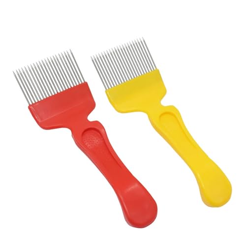 LQXHZ 10pcs gute Qualität 21pin Edelstahlzinken Kammkamm -Nadel -Nadel -Messer -Schaber Bienenbienenzukeke Honigwerkzeuge(Color mixing) von LQXHZ
