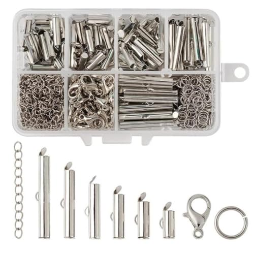 1 Box Crimp-Endperlen, Perlen, zum Aufschieben, Verschluss, Schnallen, Rohre, Schieber, Endkappen, DIY-Halskette, Armband, Verbinder, Schmuckherstellung, Platin, 500 Stück 1 Box Crimp-Endperlen, Perlen, zum Aufschieben, Verschluss, Schnallen, Rohre, Schieber, Endkappen, DIY-Halskette, Armband, Verbinder, Schmuckherstellung, Platin, 500 Stück von LQYYLA