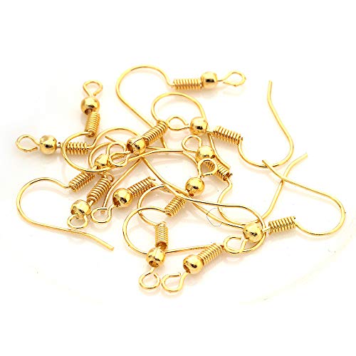 LRESJJIUJ Hypoallergene Ohrringhaken, 40 vergoldete Ohrringhaken mit Kugeln und Spulen für DIY-Schmuckherstellungsteile und Reparatur von Ohrringverschlüssen LRESJJIUJ Hypoallergene Ohrringhaken, 40 vergoldete Ohrringhaken mit Kugeln und Spulen für DIY-Schmuckherstellungsteile und Reparatur von Ohrringverschlüssen von LRESJJIUJ