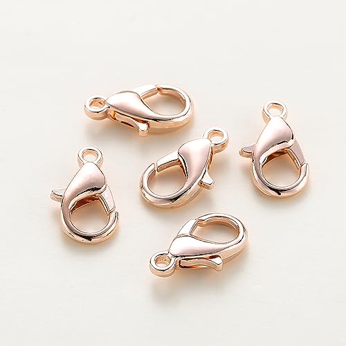 LRESJJIUJ Karabinerverschluss aus Metalllegierung, Krebse, handgefertigt, mit Karabinerhaken für Schmuckherstellung, Zubehör, Befestigungshaken (Roségold, 5 x 10 mm), 10 Stück von LRESJJIUJ