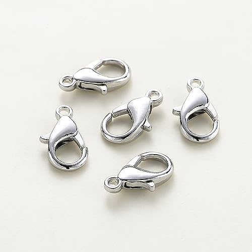 LRESJJIUJ Karabinerverschluss aus Metalllegierung, Krebse, handgefertigt, mit Karabinerhaken für Schmuckherstellung, Zubehör, Befestigungshaken (versilbert, 5 x 10 mm), 10 Stück von LRESJJIUJ