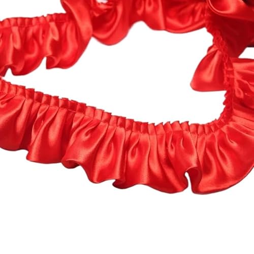 Band,Spitzenbesatz, Spitzenbesatz, plissierter Chiffon-Spitzenkantenbesatz, 1 Yard, 5,5 cm, rosa, schwarz, weiß, rot, glänzendes Satin-Plisseeband, Stoff, Rüschen, Spitzenkantenbesatz am Saum for DIY- Band,Spitzenbesatz, Spitzenbesatz, plissierter Chiffon-Spitzenkantenbesatz, 1 Yard, 5,5 cm, rosa, schwarz, weiß, rot, glänzendes Satin-Plisseeband, Stoff, Rüschen, Spitzenkantenbesatz am Saum for DIY- von LRFNKCT