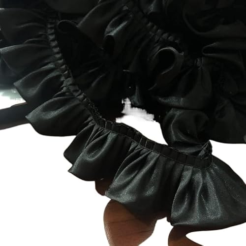 Band,Spitzenbesatz, Spitzenbesatz, plissierter Chiffon-Spitzenkantenbesatz, 1 Yard, 5,5 cm, rosa, schwarz, weiß, rot, glänzendes Satin-Plisseeband, Stoff, Rüschen, Spitzenkantenbesatz am Saum for DIY- Band,Spitzenbesatz, Spitzenbesatz, plissierter Chiffon-Spitzenkantenbesatz, 1 Yard, 5,5 cm, rosa, schwarz, weiß, rot, glänzendes Satin-Plisseeband, Stoff, Rüschen, Spitzenkantenbesatz am Saum for DIY- von LRFNKCT