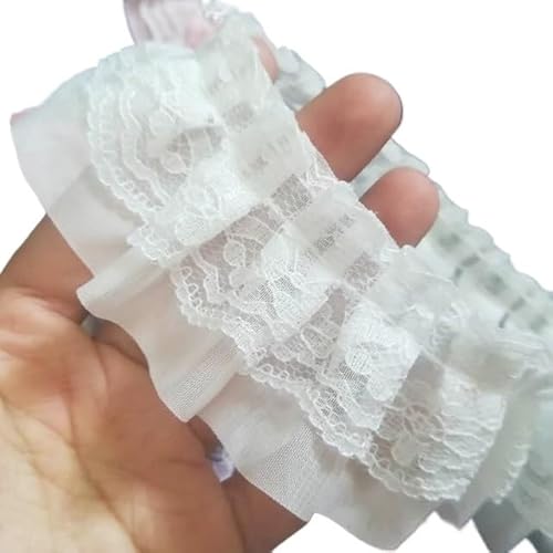 Band,Spitzenbesatz, Spitzenbesatz, plissierter Chiffon-Spitzenkantenbesatz, 1 Yards, Stickerei, Spitzenstoff, Chiffon-Material, Stoff, Guipure, 5 cm, Bandapplikation, Spitzenbesatz for Nähen von Tüllk Band,Spitzenbesatz, Spitzenbesatz, plissierter Chiffon-Spitzenkantenbesatz, 1 Yards, Stickerei, Spitzenstoff, Chiffon-Material, Stoff, Guipure, 5 cm, Bandapplikation, Spitzenbesatz for Nähen von Tüllk von LRFNKCT