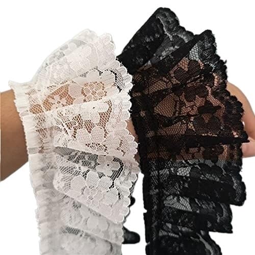 Band,Spitzenbesatz, Spitzenbesatz, plissierter Chiffon-Spitzenkantenbesatz, 1 Yards 91 cm, plissierter Guipure-Tüll-Spitzenbandbesatz, 5,5 cm, for Selbermachen, Nähen, weiß, schwarz, Spitze, Stoff, Kl Band,Spitzenbesatz, Spitzenbesatz, plissierter Chiffon-Spitzenkantenbesatz, 1 Yards 91 cm, plissierter Guipure-Tüll-Spitzenbandbesatz, 5,5 cm, for Selbermachen, Nähen, weiß, schwarz, Spitze, Stoff, Kl von LRFNKCT