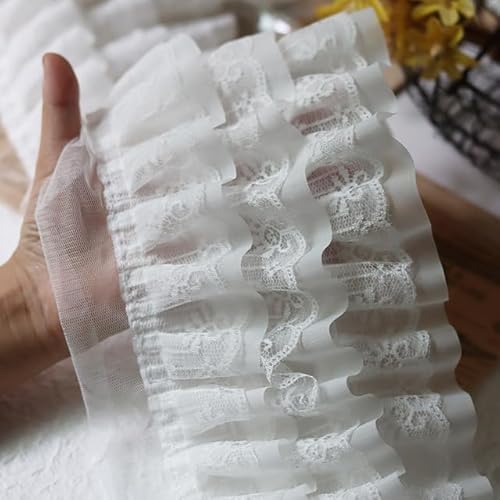 Band,Spitzenbesatz, Spitzenbesatz, plissierter Chiffon-Spitzenkantenbesatz, 12 cm breit, weiß, schwarz, dreilagig, 3D-Plissee-Mesh-Chiffon-Stoff, bestickter Rüschenbesatz, DIY-Kleid, Bekleidung, Krage Band,Spitzenbesatz, Spitzenbesatz, plissierter Chiffon-Spitzenkantenbesatz, 12 cm breit, weiß, schwarz, dreilagig, 3D-Plissee-Mesh-Chiffon-Stoff, bestickter Rüschenbesatz, DIY-Kleid, Bekleidung, Krage von LRFNKCT