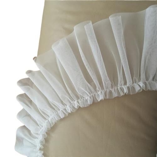 Band,Spitzenbesatz, Spitzenbesatz, plissierter Chiffon-Spitzenkantenbesatz, 17 cm breit, Tüll, Rüschennetz, 3D-Faltenstoff, Spitzenstickerei, Fransenband, Rüschenbesatz, Kleiderkragen, Applikation, DI Band,Spitzenbesatz, Spitzenbesatz, plissierter Chiffon-Spitzenkantenbesatz, 17 cm breit, Tüll, Rüschennetz, 3D-Faltenstoff, Spitzenstickerei, Fransenband, Rüschenbesatz, Kleiderkragen, Applikation, DI von LRFNKCT