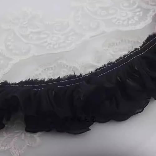 Band,Spitzenbesatz, Spitzenbesatz, plissierter Chiffon-Spitzenkantenbesatz, 3 Yard/Lot, schwarz-weißer plissierter Spitzenbesatz, handgefertigt, DIY Organza, Hochzeitskleid, Kleidungszubehör, Stoff, 8 Band,Spitzenbesatz, Spitzenbesatz, plissierter Chiffon-Spitzenkantenbesatz, 3 Yard/Lot, schwarz-weißer plissierter Spitzenbesatz, handgefertigt, DIY Organza, Hochzeitskleid, Kleidungszubehör, Stoff, 8 von LRFNKCT