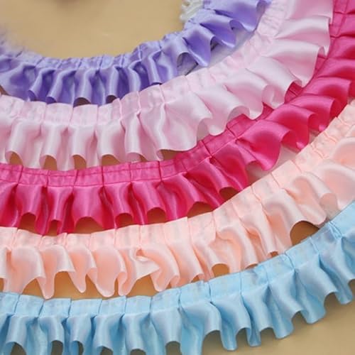 Band,Spitzenbesatz, Spitzenbesatz, plissierter Chiffon-Spitzenkantenbesatz, 30 Yards/Lot, geraffte plissierte Satinspitze, 4 cm breit, Singer-Layer-Rüschen-Rüschenbesatz, glänzendes Nähen, Dentelle von LRFNKCT