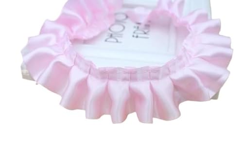 Band,Spitzenbesatz, Spitzenbesatz, plissierter Chiffon-Spitzenkantenbesatz, 30 Yards/Lot, geraffte plissierte Satinspitze, 4 cm breit, Singer-Layer-Rüschen-Rüschenbesatz, glänzendes Nähen, Dentelle von LRFNKCT