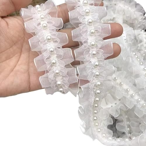 Band,Spitzenbesatz, Spitzenbesatz, plissierter Chiffon-Spitzenkantenbesatz, 4 cm breit, Stickerei, weiße Blume, Tüll, Spitze, Stoffbesatz, Band, DIY, Nähen, Rüschen-Applikation, Kragen, Kleid, Guipure Band,Spitzenbesatz, Spitzenbesatz, plissierter Chiffon-Spitzenkantenbesatz, 4 cm breit, Stickerei, weiße Blume, Tüll, Spitze, Stoffbesatz, Band, DIY, Nähen, Rüschen-Applikation, Kragen, Kleid, Guipure von LRFNKCT