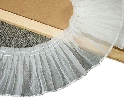 Band,Spitzenbesatz, Spitzenbesatz, plissierter Chiffon-Spitzenkantenbesatz, 5 Meter, 75 mm, weiße Organza-Spitze, geraffte, plissierte Spitzenbesatz. Wählen Sie Farben aus von LRFNKCT