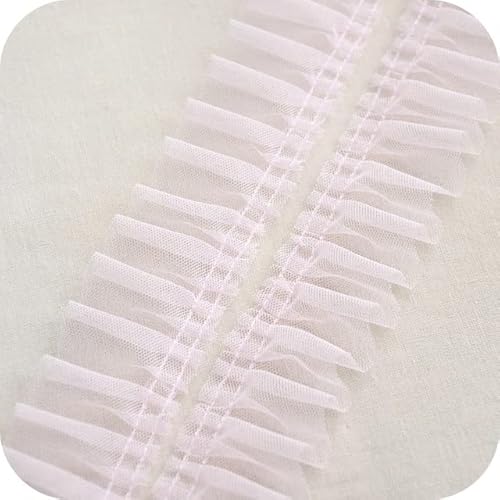 Band,Spitzenbesatz, Spitzenbesatz, plissierter Chiffon-Spitzenkantenbesatz, Weiß, Schwarz, Rot, Rosa, Blau, Lila, Spitzenband, DIY-Bekleidung, Nähen, Stoff, 5 cm Netz, plissiertes Spitzenband, Kleid, von LRFNKCT