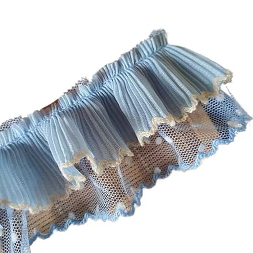 Band,Spitzenbesatz, Spitzenbesatz, plissierter Chiffon-Spitzenkantenbesatz, himmelblauer Zahnstocher, plissierter Chiffon, lockige Spitze, DIY-Kleidung, Heimtextilien, Abendkleid, Kinder, Rockbesatz, Band,Spitzenbesatz, Spitzenbesatz, plissierter Chiffon-Spitzenkantenbesatz, himmelblauer Zahnstocher, plissierter Chiffon, lockige Spitze, DIY-Kleidung, Heimtextilien, Abendkleid, Kinder, Rockbesatz, von LRFNKCT
