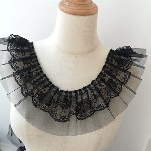 Band,Spitzenbesatz, Spitzenbesatz, plissierter Chiffon-Spitzenkantenbesatz, weiches doppellagiges Netz, bestickte plissierte Spitze, DIY Kinderkleidung, geschwollener Kuchenrock, Puppenkörper, Basteln von LRFNKCT