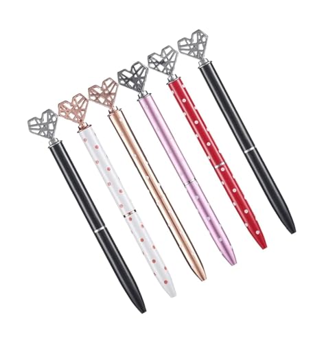 LRFNKCT Stifte, Gelstifte, Gelschreiber, 6 Stück, Kugelschreiber, tragbare Tintenroller, herzförmige, 3D-Schreibstift aus Metall for Studenten, schnelltrocknende Tinte von LRFNKCT