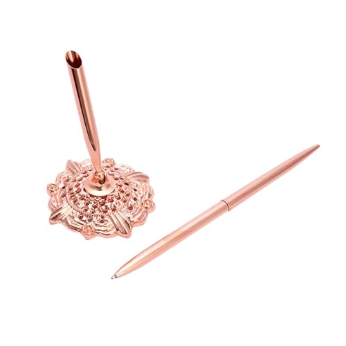 LRFNKCT Stifte, Gelstifte, Gelschreiber, Metall-Kugelschreiber mit Sockel, Tintenroller, flüssiges Schreiben, Gel-Tintenstifte for Büro und Geschäft, schnelltrocknende Tinte(Gold) von LRFNKCT