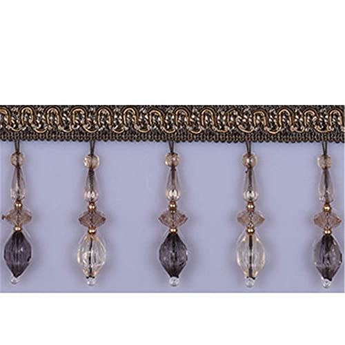 Quasten, Kristall-Quasten, Kristallperlen Fransen Quaste Trim Spitze Hängende Anhänger Ball Band Trimmen for Vorhang Kissen Hochzeit Dekoration Zubehör(Gray,1 Meter) von LRFNKCT