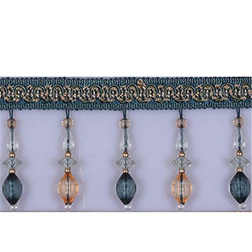 Quasten, Kristall-Quasten, Kristallperlen Fransen Quaste Trim Spitze Hängende Anhänger Ball Band Trimmen for Vorhang Kissen Hochzeit Dekoration Zubehör(Light Blue,1 Meter) von LRFNKCT
