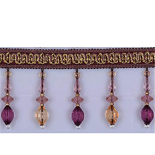 Quasten, Kristall-Quasten, Kristallperlen Fransen Quaste Trim Spitze Hängende Anhänger Ball Band Trimmen for Vorhang Kissen Hochzeit Dekoration Zubehör(Red,1 Meter) von LRFNKCT